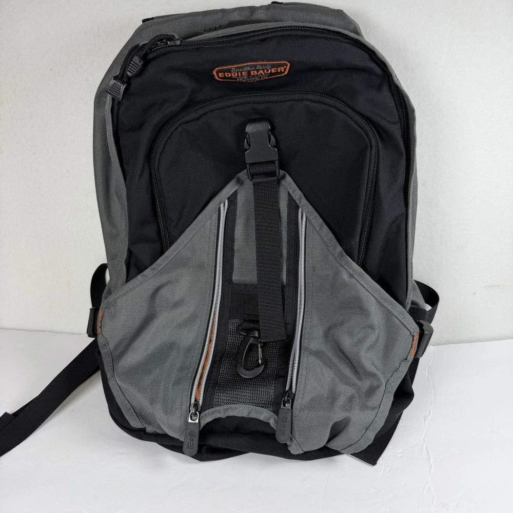Vintage Eddie Bauer Expedition Ready Backpack Black Gray Storage Location: B-15